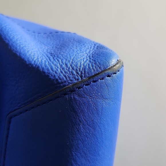 Rebecca Minkoff Bowery Leather Tote bag Electric Blue with Black Hardware purse - Picture 12 of 16